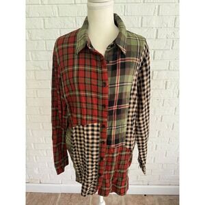 Coldwater Creek Button Down Shirt Womens Medium Multicolor Patchwork